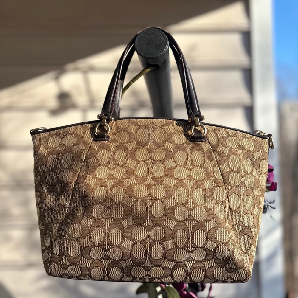 Coach Prairie Satchel in Signature Jacquard | 58875 | Brown Hangtag | GUC - Picture 4 of 11